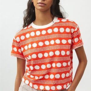 Anthropologie Maeve Orange Polka Dot Short Sleeve Tee